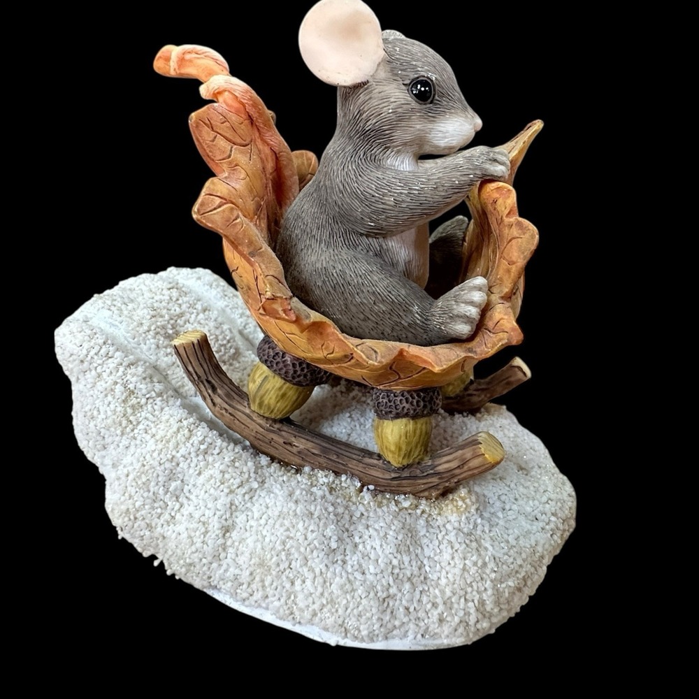 Fitz & Floyd‎ Charming Tails One Mouse Open Sleigh 1997 Special Edition Figurine
